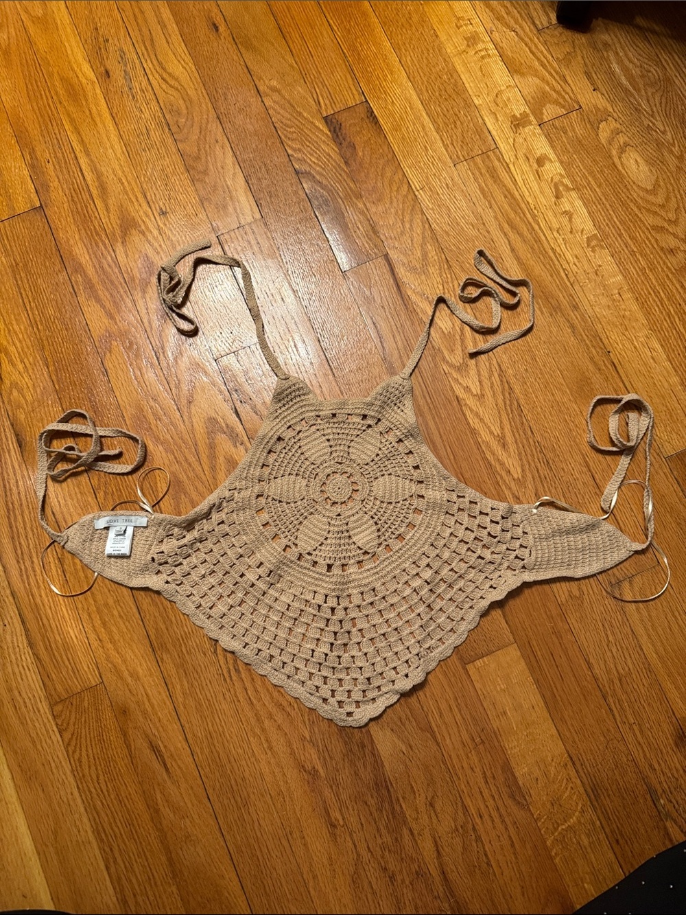 Love Tree Beige Crochet Halter Camisole